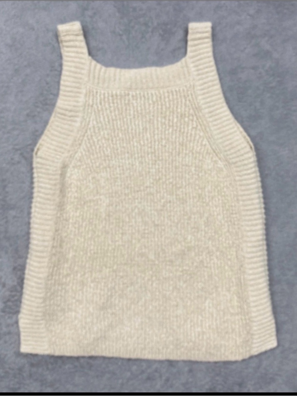 J Crew Sweater Womens S Beige High Neck Textured Pointelle Tank Cotton AM738